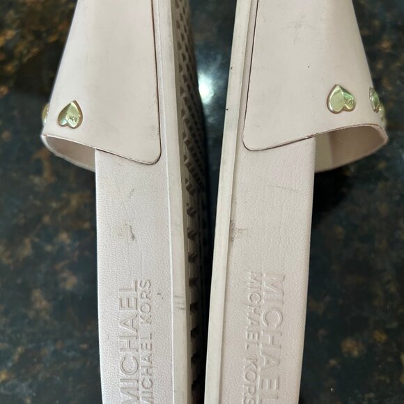 Womens Michael Michael Kors Light Pink Eva Heart Stud Slipper Slide Sandals 8 - Picture 11 of 12